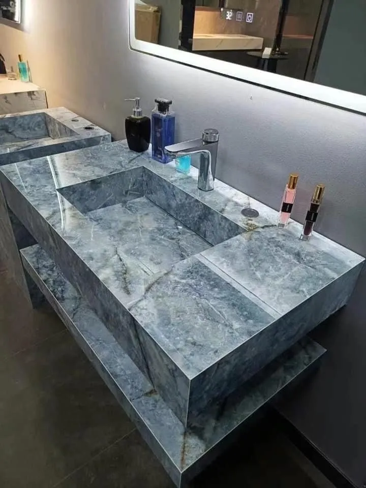 Artistik Mavi Mermer Blok